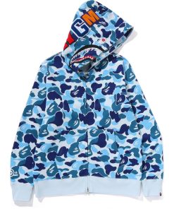 ABC CAMO CRYSTAL STONE SHARK FULL ZIP HOODIE MENS