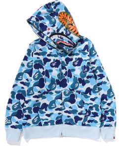 ABC CAMO CRYSTAL STONE SHARK FULL ZIP HOODIE MENS