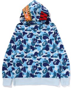 ABC CAMO CRYSTAL STONE SHARK FULL ZIP HOODIE MENS