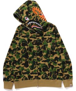 ABC CAMO CRYSTAL STONE SHARK FULL ZIP HOODIE MENS