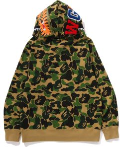 ABC CAMO CRYSTAL STONE SHARK FULL ZIP HOODIE MENS