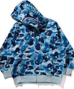 ABC CAMO POLYESTER RELAXED FIT SHARK FULL ZIP HOOD