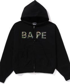 ABC CAMO CRYSTAL LOGO WIDE ZIP HOODIE LADIES