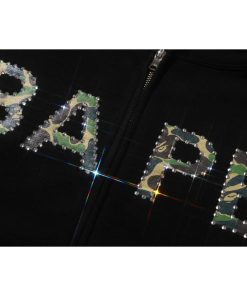 ABC CAMO CRYSTAL LOGO WIDE ZIP HOODIE LADIES