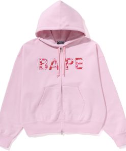 ABC CAMO CRYSTAL LOGO WIDE ZIP HOODIE LADIES